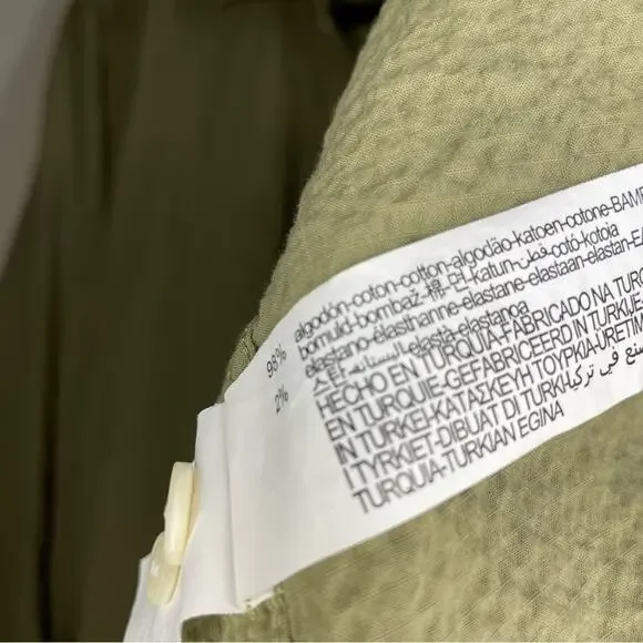 Zara Olive Green Relaxed Fit Long Sleeve Button Down Blouse Top Women Size Small - Picture 4 of 5